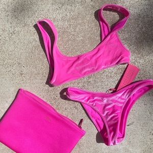 Triangl hot pink velvet swimsuit